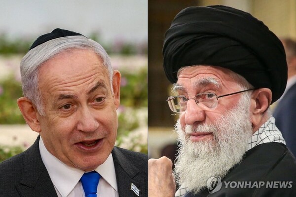 중동의 숙적 이스라엘과 이란이 휴전에 전격 합의했다. 네타냐후 이스라엘 총리와 하메네이 이란 최고지도자./연합